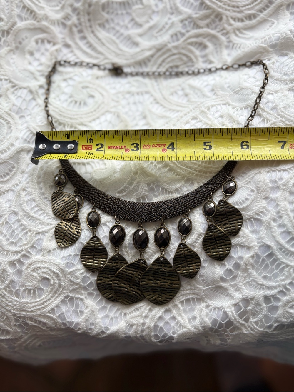 Statement Antiqued Brass Tone Drop Necklace - Women Jewelry